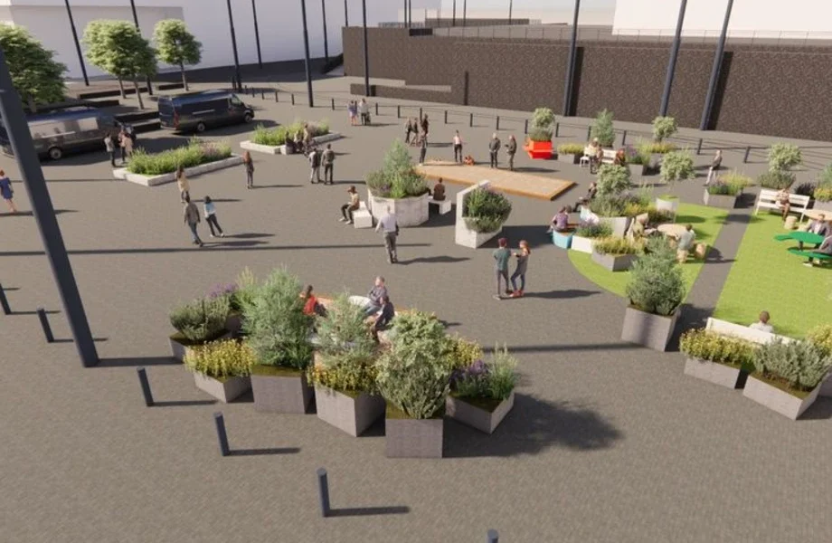 Pasilan harmaa aukio muuttuu vihreäksi kesäkeitaaksi