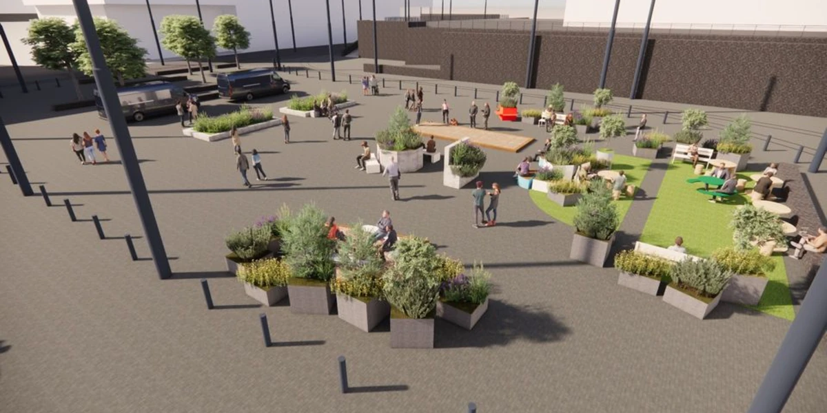 Pasilan harmaa aukio muuttuu vihreäksi kesäkeitaaksi